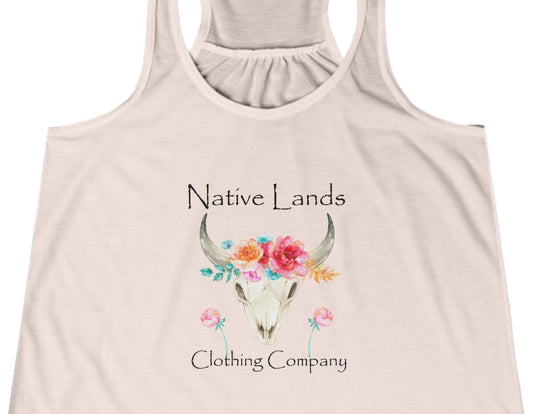 womens native american flower skull tank top