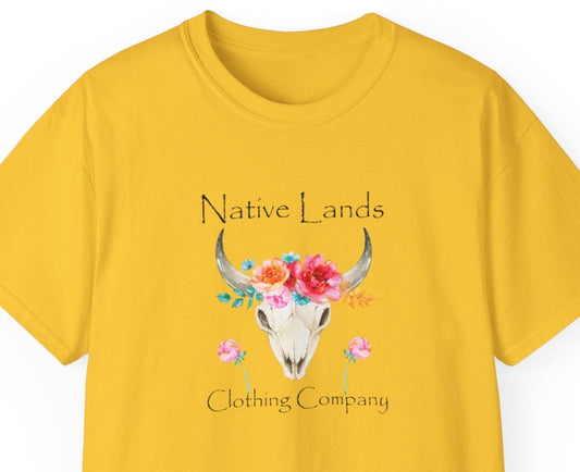 native american flower skull shirt