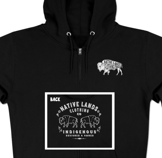 Bison Hoodie Zippered (front & back) Native American