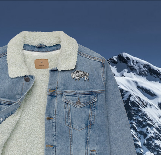 Bison Denim Sherpa Jacket Embroidered Native American