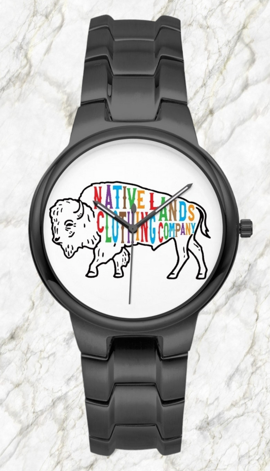 bison quartz wrist watch native american