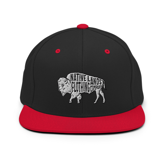 Bison Snapback Hat Embroidered Native American $ 26.50 Snapback Embroidered Baseball Cap Native Lands Clothing Company LLC