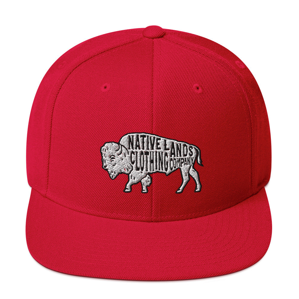 Bison Snapback Hat Embroidered Native American