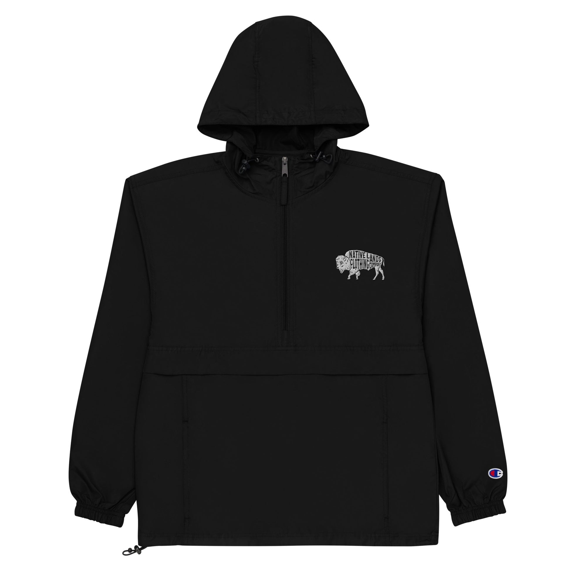 Bison Rain Jacket Embroidered Native American Native Lands Clothing Company LLC