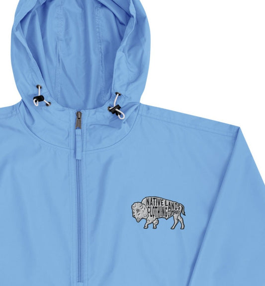 Bison Rain Jacket Embroidered Native American Native Lands Clothing Company LLC