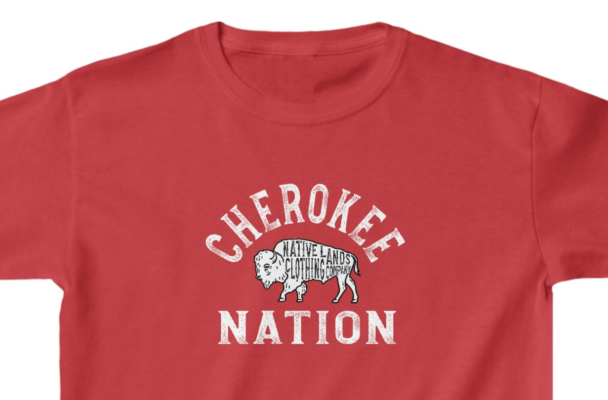 Camisa juvenil Cherokee Nation de algodão nativo americano