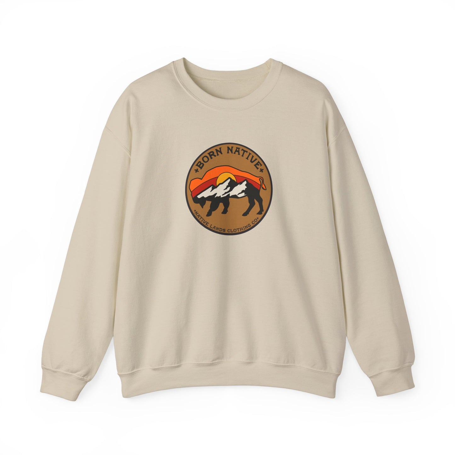 Born Native Sweatshirt Bison Sun Cotton - First Nations, Canadian Aboriginal, Indigenous, Native American