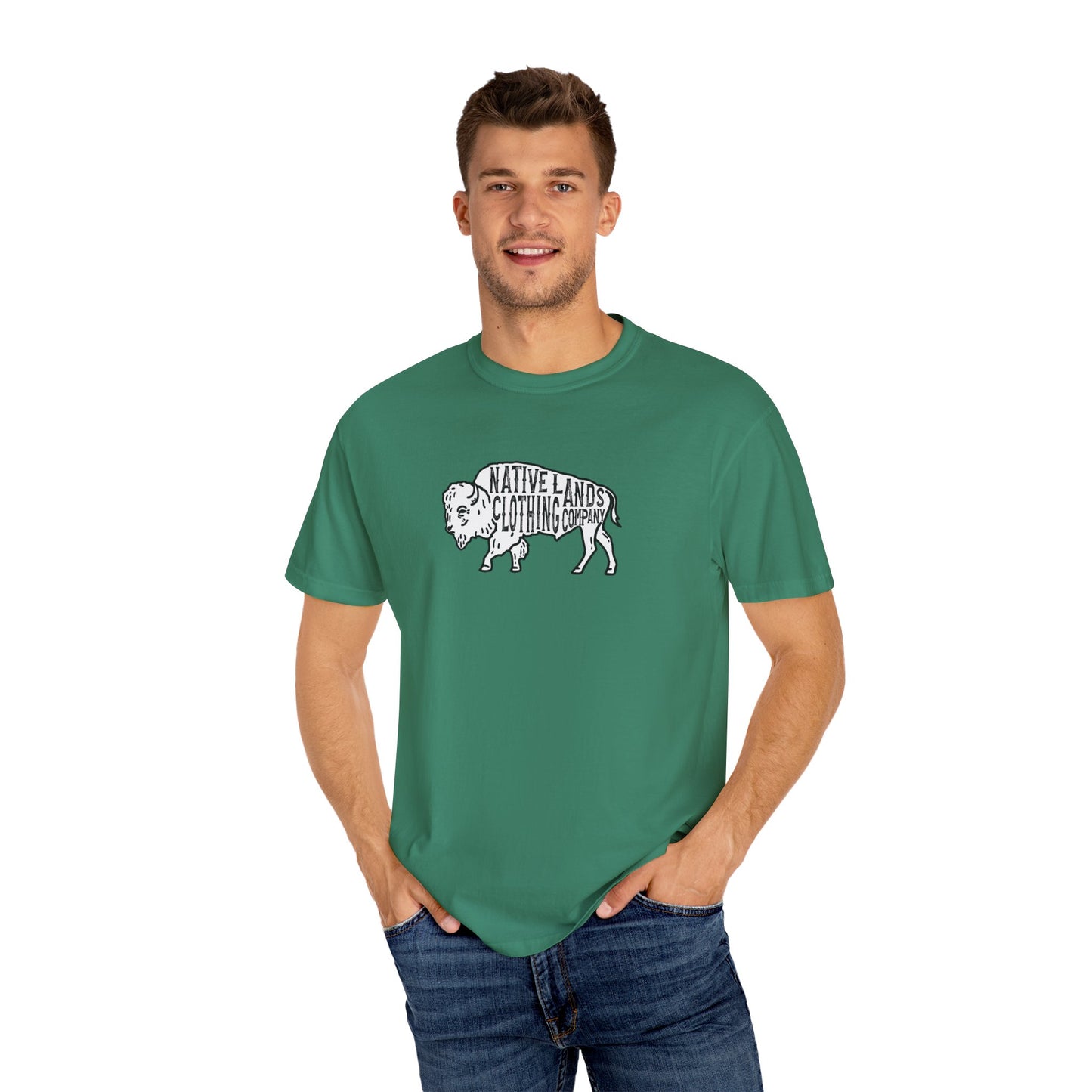 Camisa Bisonte Algodón Teñido en Prenda Nativo Americano (azules-verdes)