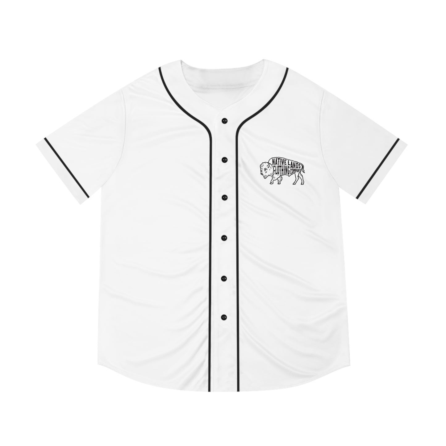 Bison-Baseball-Trikot (vorne/hinten) First Nations, kanadische Aborigines, Indigene, Indianer – Weiß