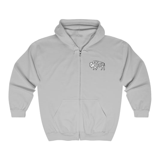 Bison Hoodie Zippered (tosaigh/cúl) Na Chéad Náisiúin Ceanadach Bundúchasach Meiriceánach Dúchasach