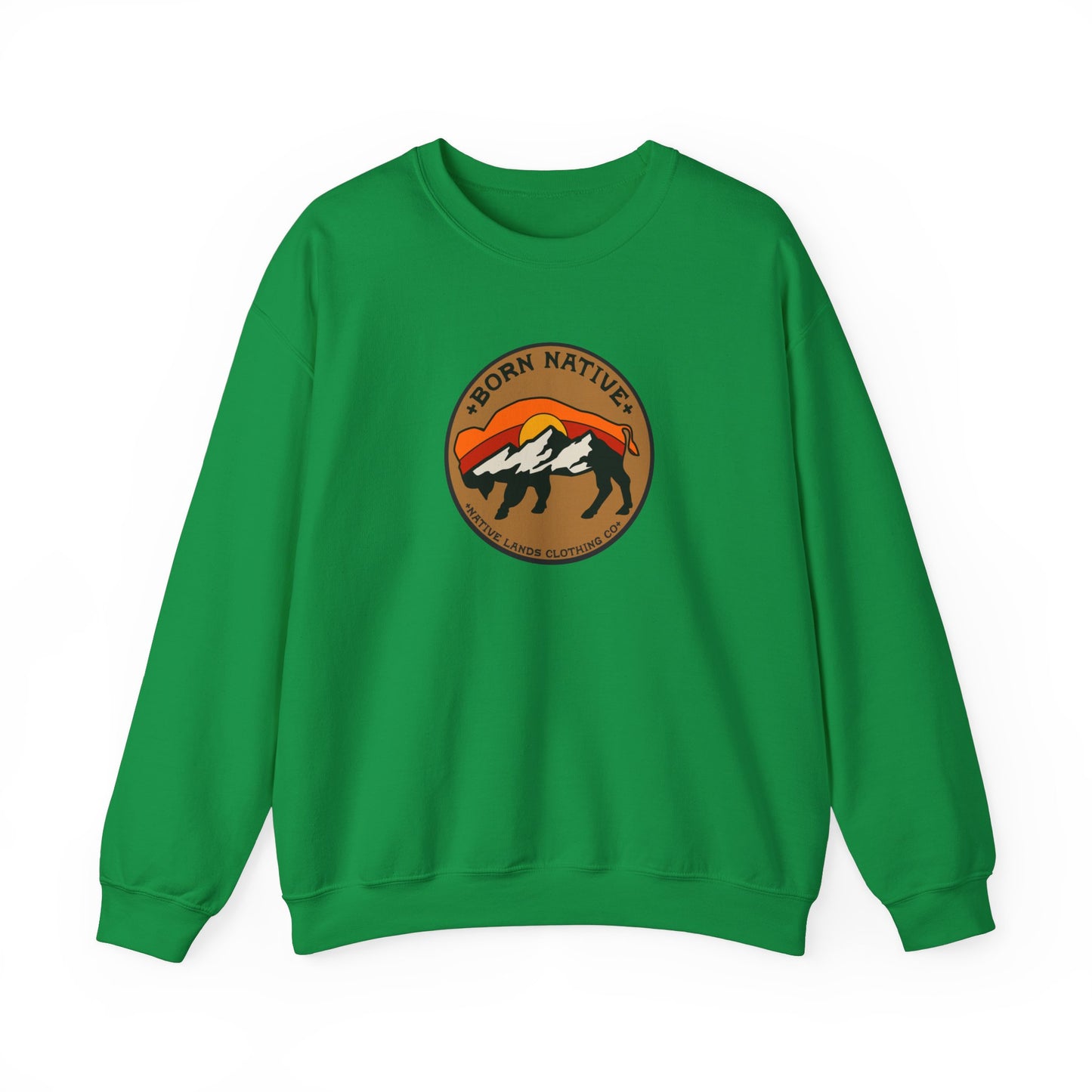 Sweatshirt Rugadh Dúchasach Bison Sun Cotton - Na Chéad Náisiúin, Bundúchasach Cheanada, Dúchasach, Meiriceánach Dúchasach