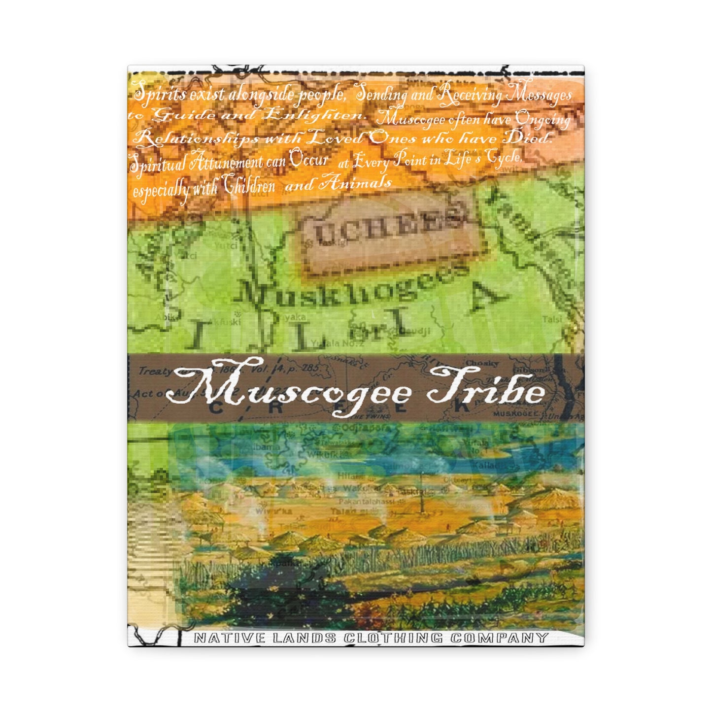 Muscogee 部落帆布画廊包裹 11 英寸 x 14 英寸美洲原住民