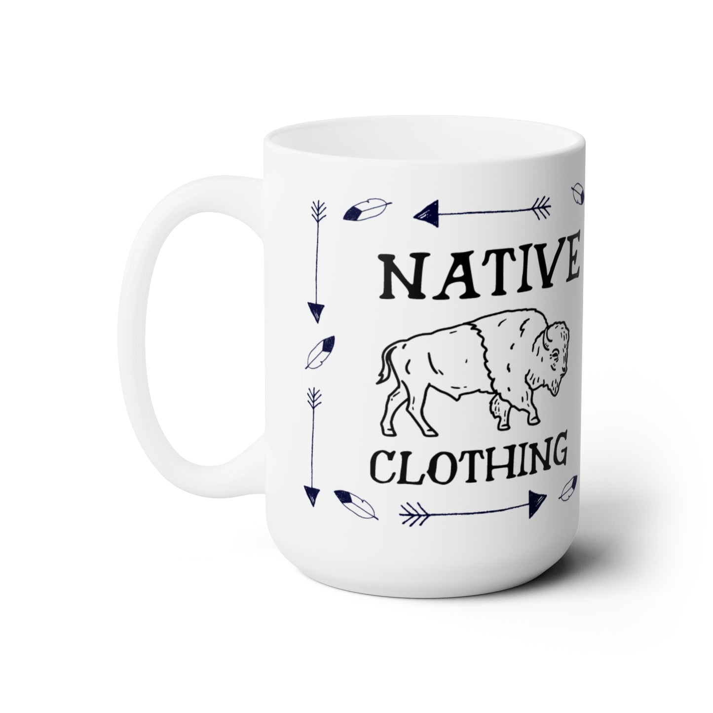 Bison Arrow Feather Mug Ceramic 15oz First Nations, Canadian Aboriginal, Indigenous, Native American