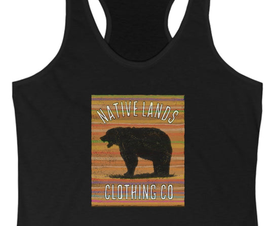 Camiseta sin mangas con diseño de oso rugiente para mujer, algodón nativo americano