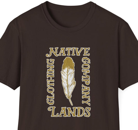 Feder-Retro-Shirt aus Baumwolle, First Nations, kanadische Aborigines, indigene Ureinwohner Amerikas – Gold