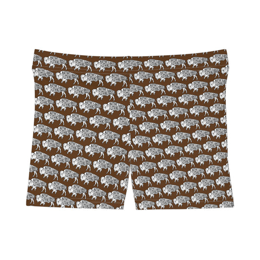 Pantalones cortos de bisonte para mujer Nativo americano - Marrón