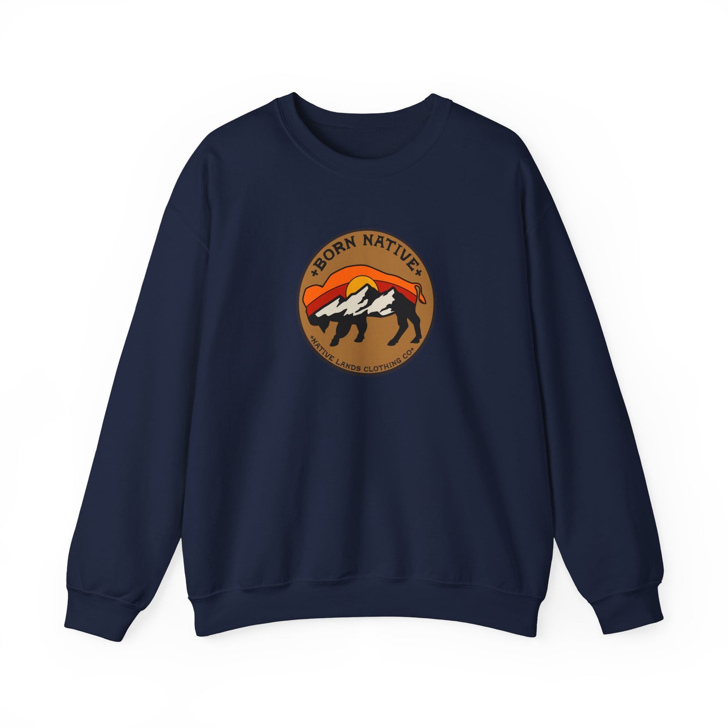 Born Native Sweatshirt Bison Sun Cotton - First Nations, Canadian Aboriginal, Indigenous, Native American