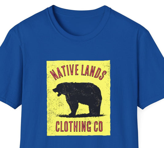 Рубашка с ревущим медведем, лимонный хлопок, коренной американец