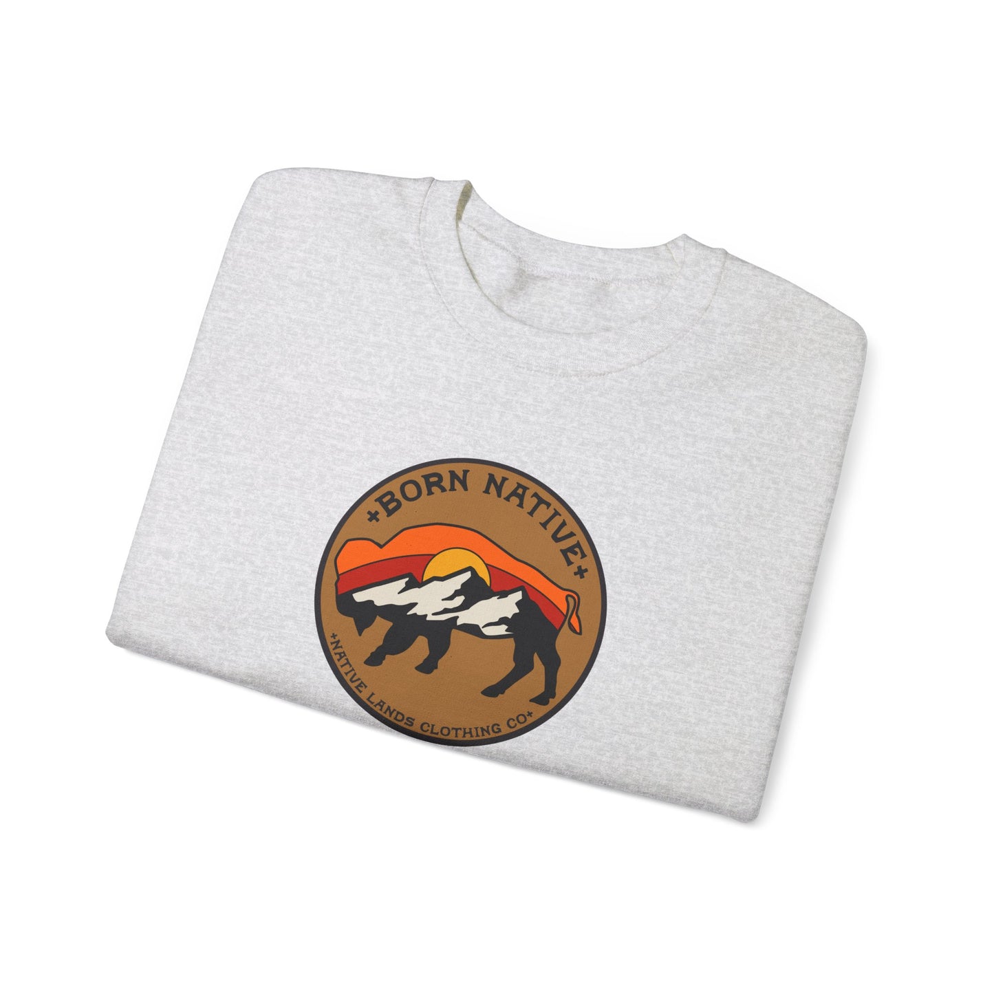 Born Native Sweatshirt Bison Sun Cotton - First Nations, Canadian Aboriginal, Indigenous, Native American