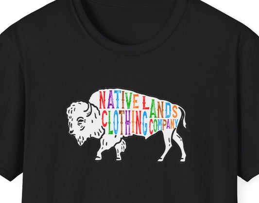 Bison-Shirt mit Regenbogen-Grafik, Baumwolle, Indianer
