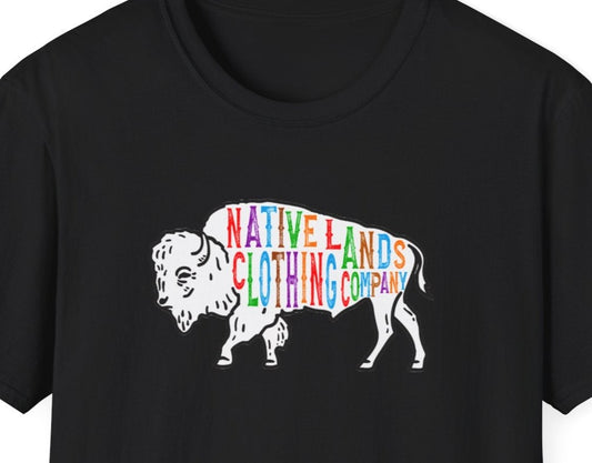 Bison Shirt Rainbow Graphic Cotton - First Nations, Canadian Aboriginal, Indigenous, Native American