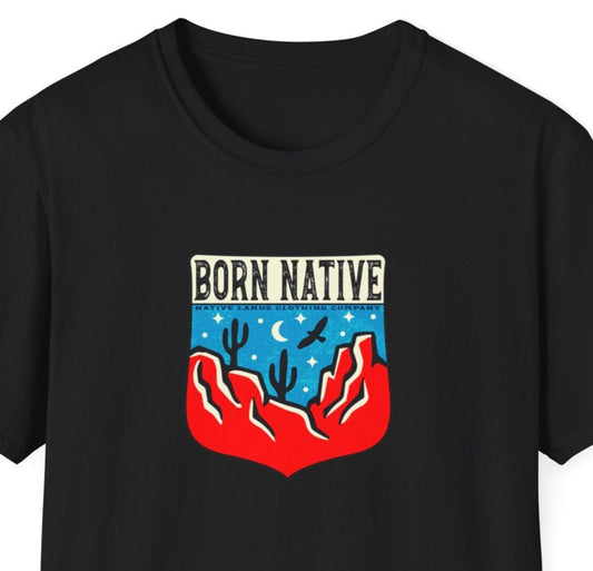 Camisa Born Native Cactus Cotton – Primeiras Nações, Aborígene Canadense, Indígena, Nativo Americano