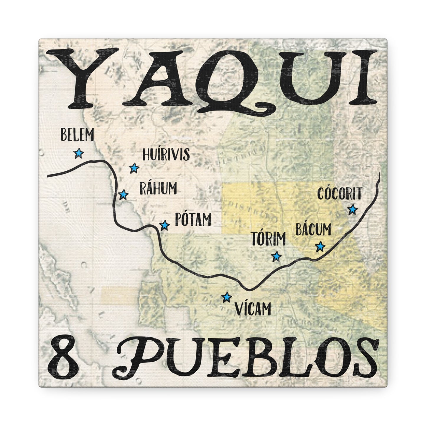 Yaqui Pueblos 帆布画廊包裹 10" X 10" 美洲原住民