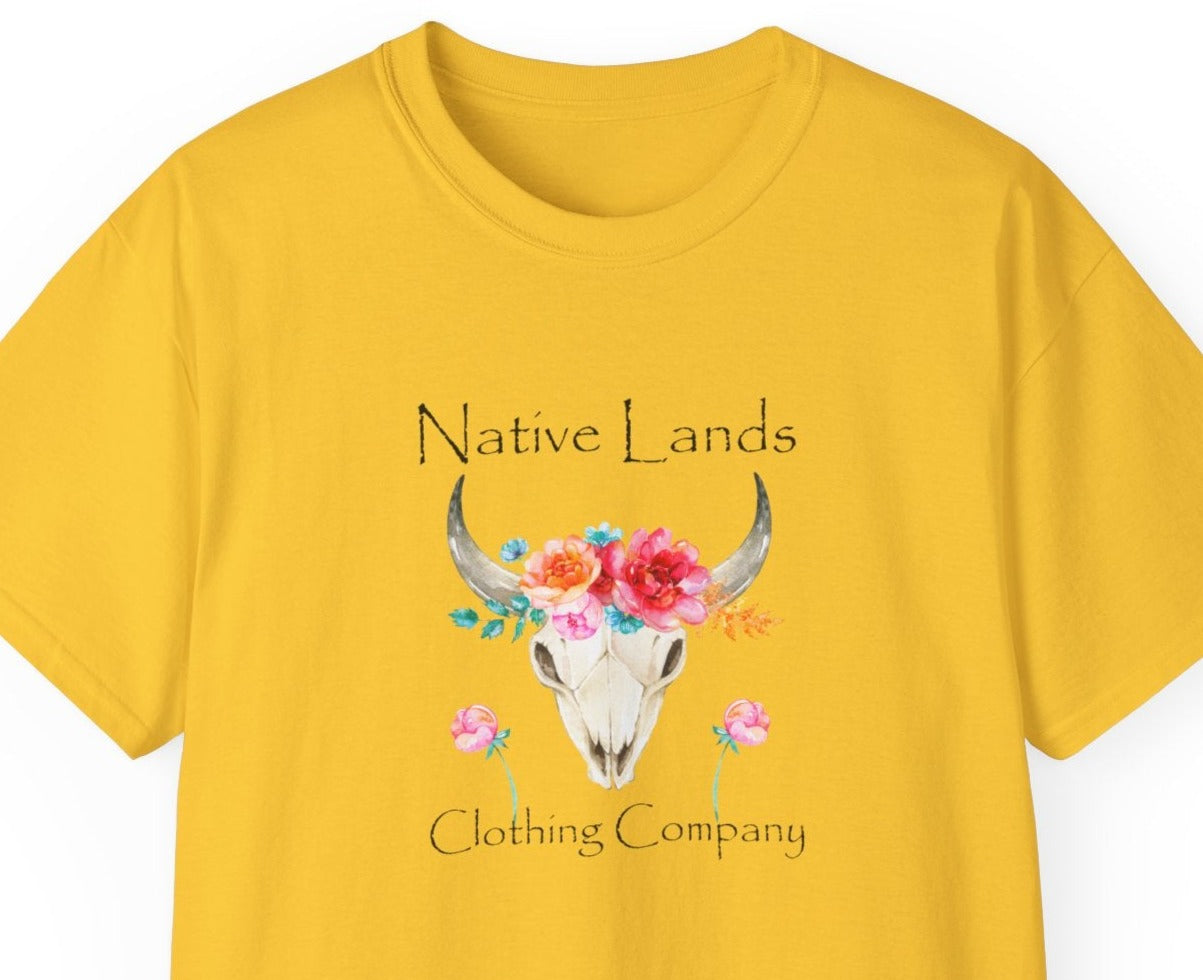 native american flower skull shirt