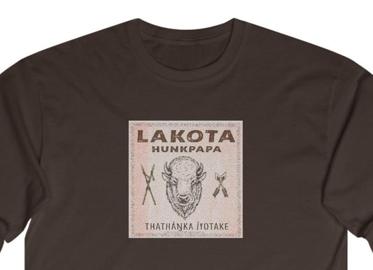 Bawełniana koszulka z długim rękawem plemienia Hunkpapa Lakota, rdzenni Amerykanie