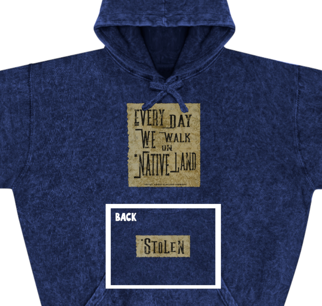 Sudadera con capucha Every Day We Walk Mineral Wash (delantero/trasero) Nativo americano