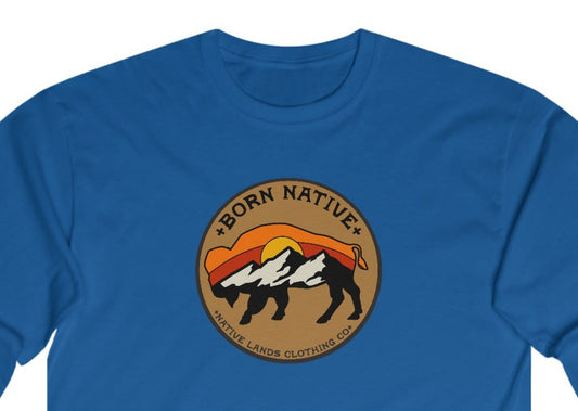 Koszulka Born Native z długim rękawem Bison, bawełniana indiańska ludność