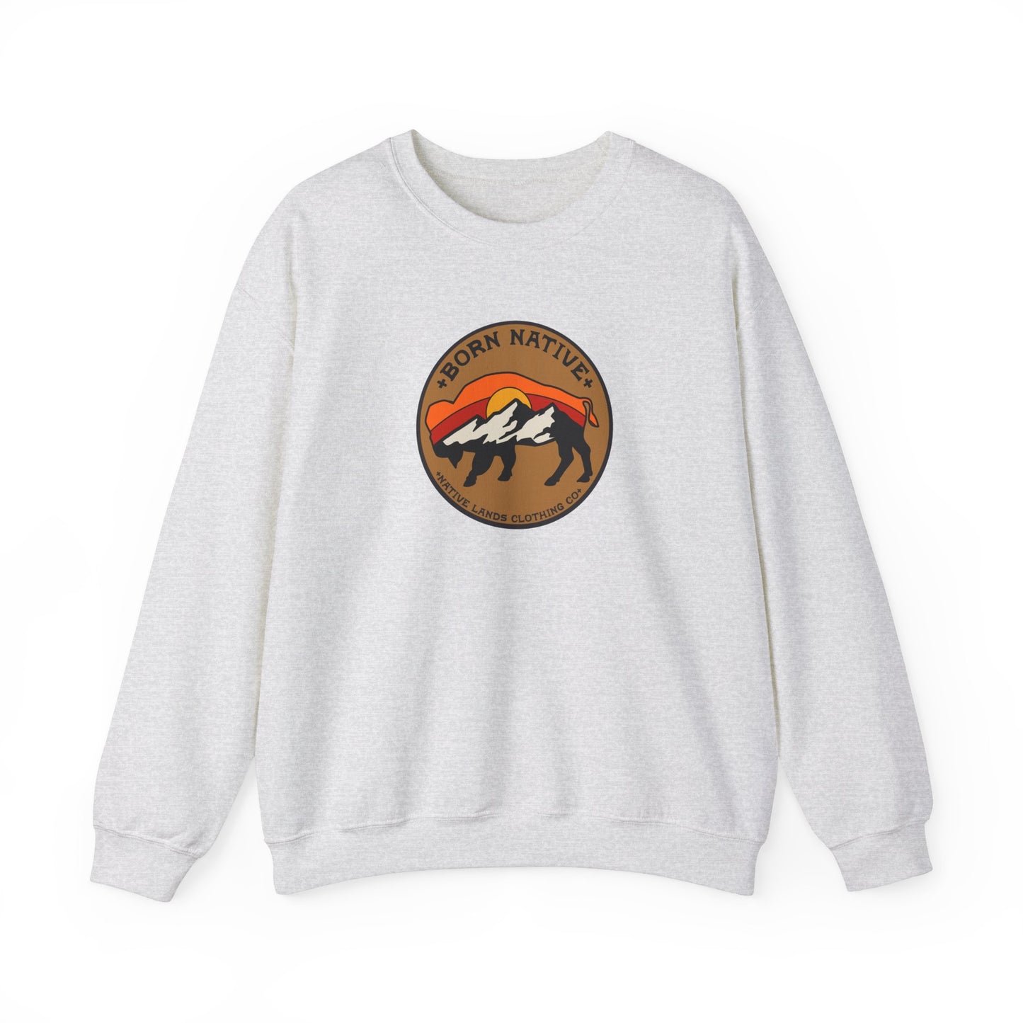 Born Native Sweatshirt Bison Sun Cotton - First Nations, Canadian Aboriginal, Indigenous, Native American