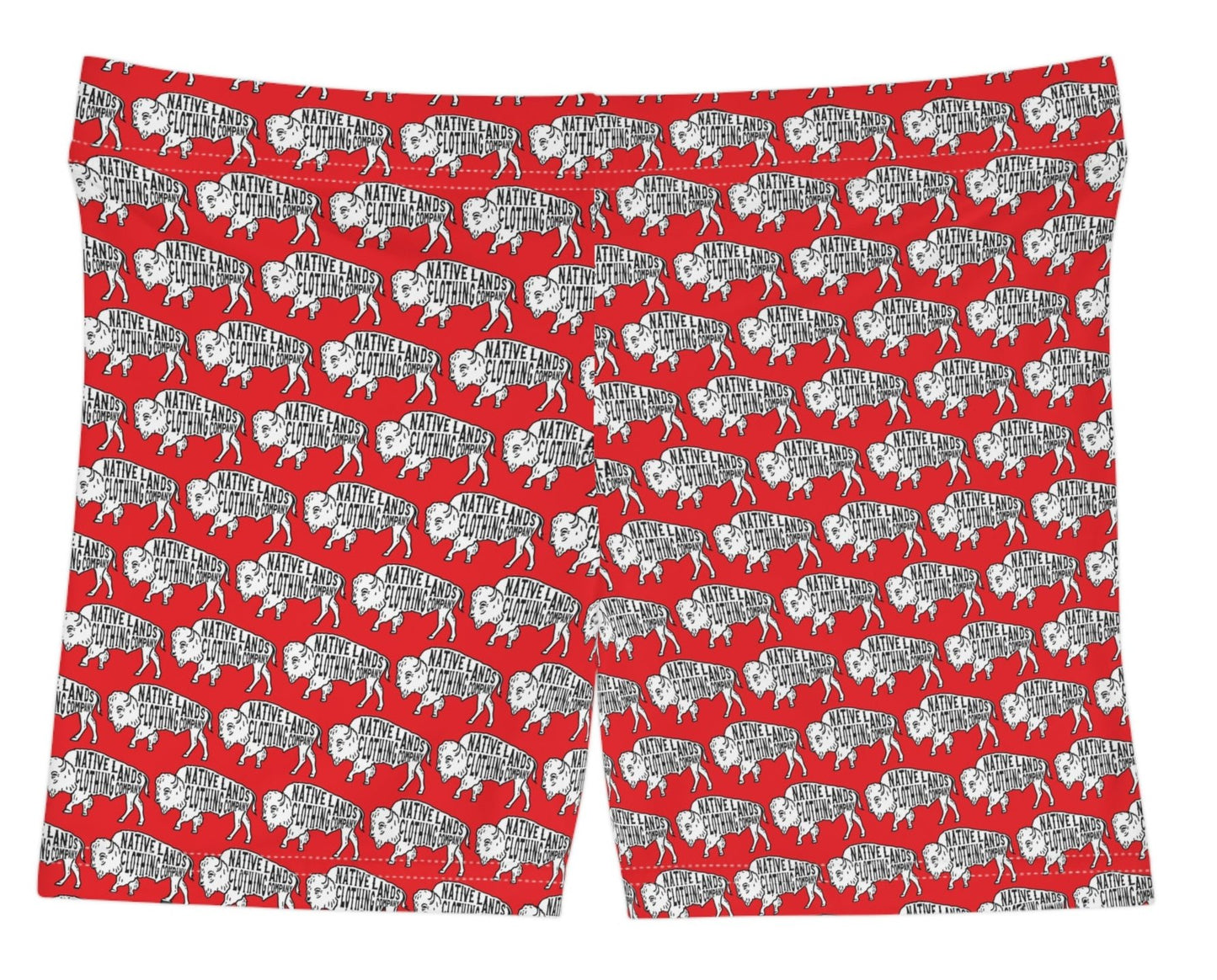 Womens Bison Shorts  - First Nations, Canadian Aboriginal, Indigenous, Native American - Red