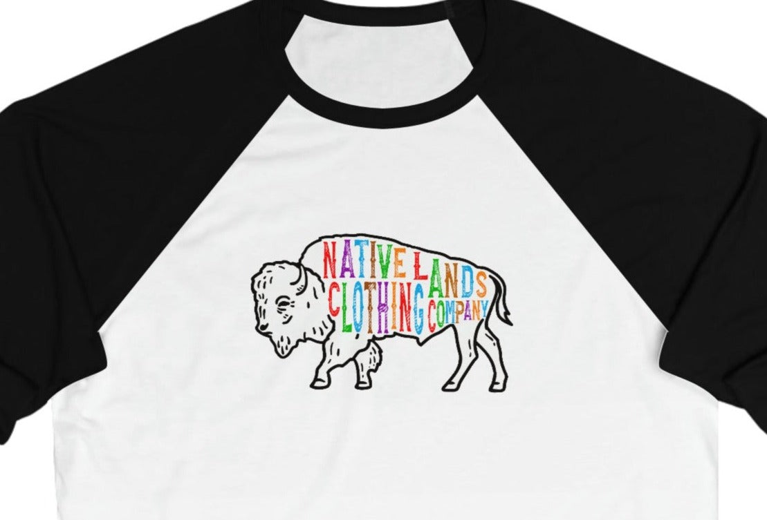 Bison Rainbow Baseball Shirt Cotton Native American