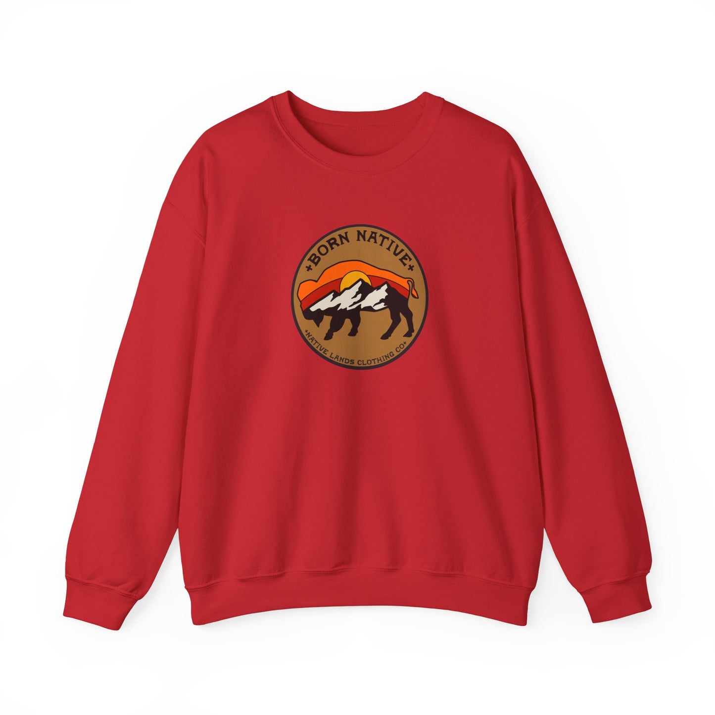 Born Native Sweatshirt Bison Sun Cotton - First Nations, Canadian Aboriginal, Indigenous, Native American