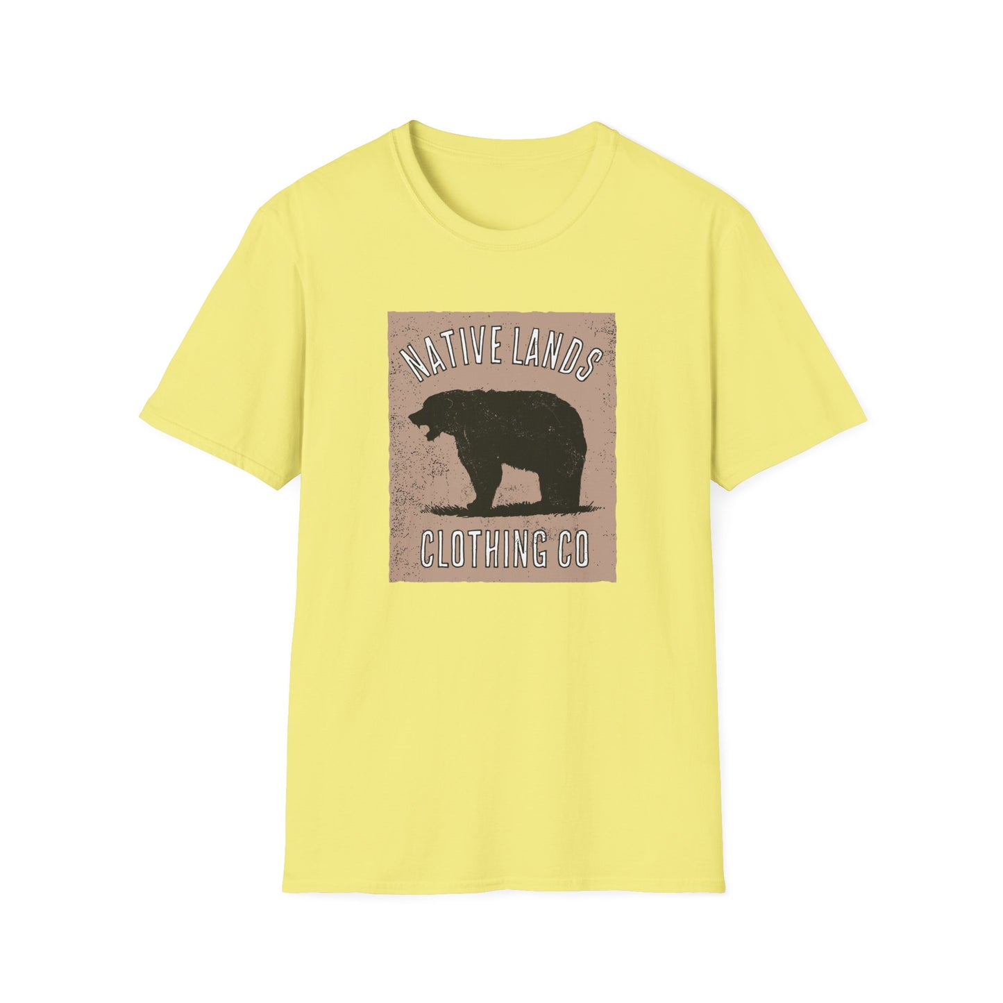 Camicia con orso ruggente in cotone marrone chiaro dei nativi americani