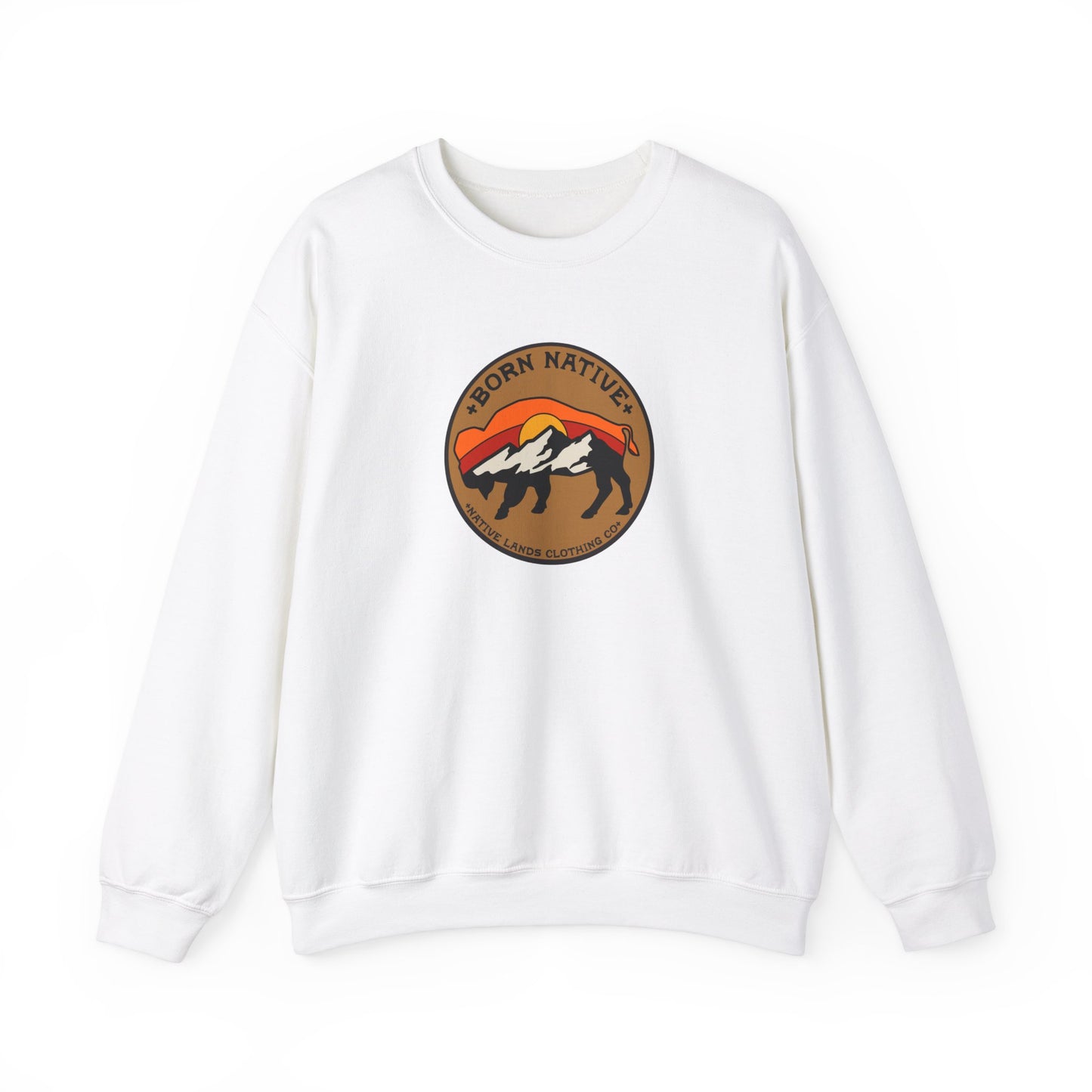 Sweatshirt Rugadh Dúchasach Bison Sun Cotton - Na Chéad Náisiúin, Bundúchasach Cheanada, Dúchasach, Meiriceánach Dúchasach