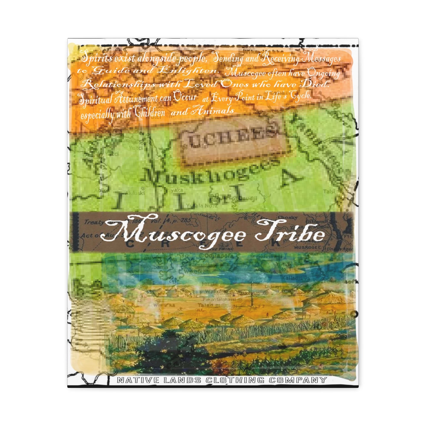 Muscogee 部落帆布画廊包裹 20" x 24" 美洲原住民