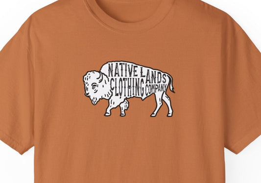 Camisa Bisonte Algodón teñido en prenda Nativo americano (óxido de arena)