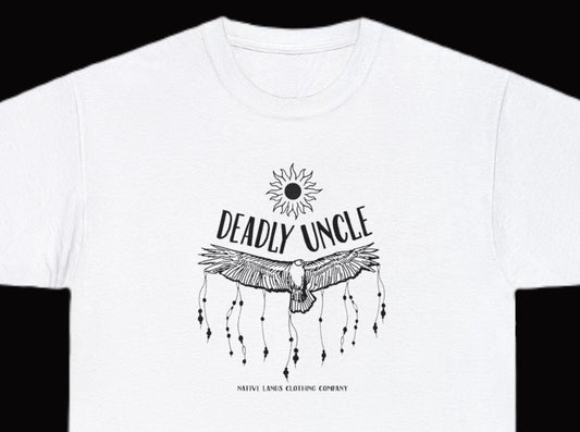Camicia Deadly Uncle in cotone bianco pesante dei nativi americani