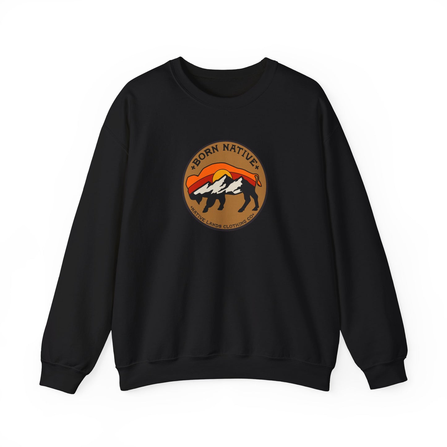 Born Native Sweatshirt Bison Sun Cotton - First Nations, Canadian Aboriginal, Indigenous, Native American