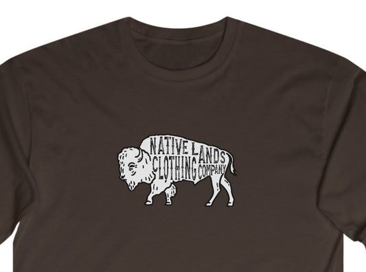 Camicia a maniche lunghe Bison in cotone delle Prime Nazioni, Aborigeno Canadese, Indigeno, Nativo Americano