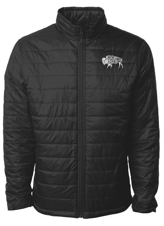 Bison Puffer Jacket Embroidered Native American (max graphic) $ 93.00 puffer jacker Native Lands Clothing Company LLC