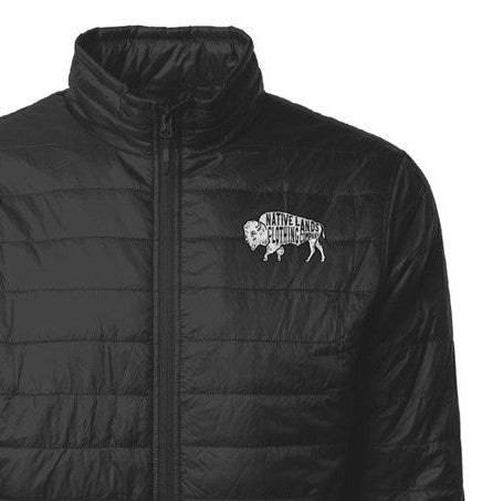 Bison Puffer Jacket Embroidered Native American