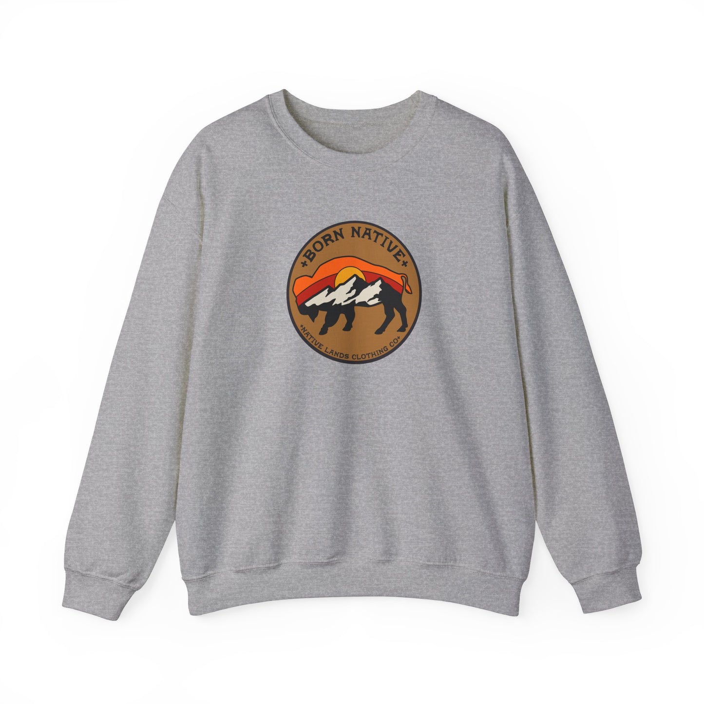 Sweatshirt Rugadh Dúchasach Bison Sun Cotton - Na Chéad Náisiúin, Bundúchasach Cheanada, Dúchasach, Meiriceánach Dúchasach