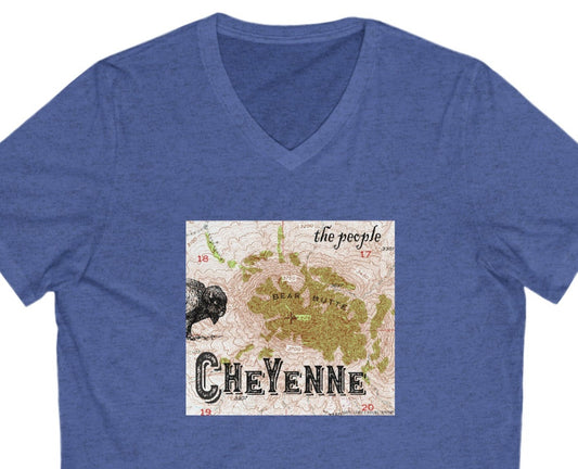 Cheyenne Tribe V-Ausschnitt-Shirt aus Baumwolle, Indianer