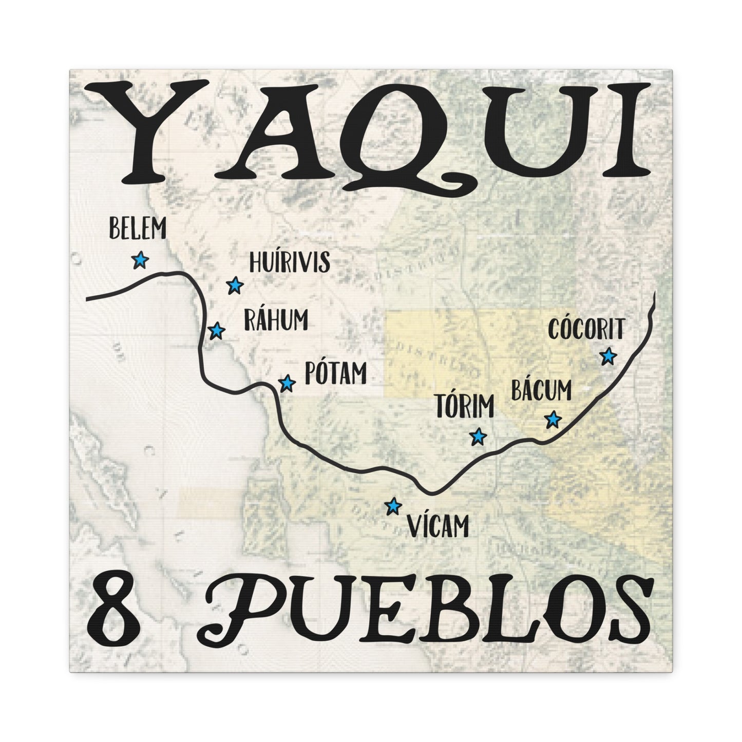 Yaqui Pueblos 帆布画廊包裹 20" X 20" 美洲原住民