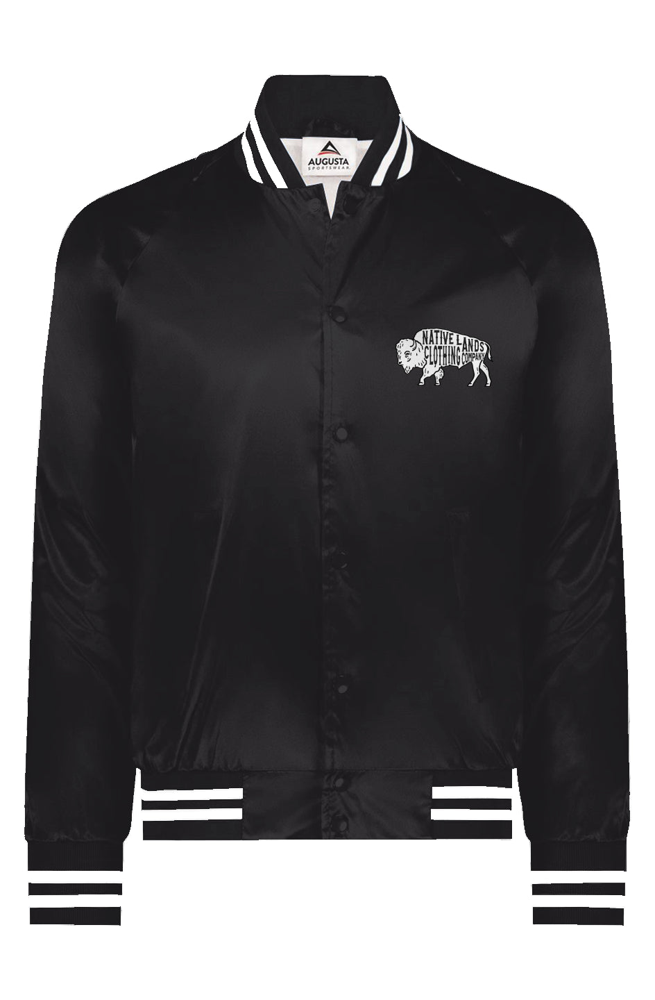 Bison Baseball Jacket Satin Striped First Nations Canadian Aboriginal Indigenous Native American