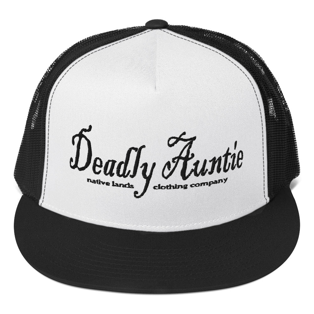 Sombrero de camionero Deadly Auntie bordado nativo americano