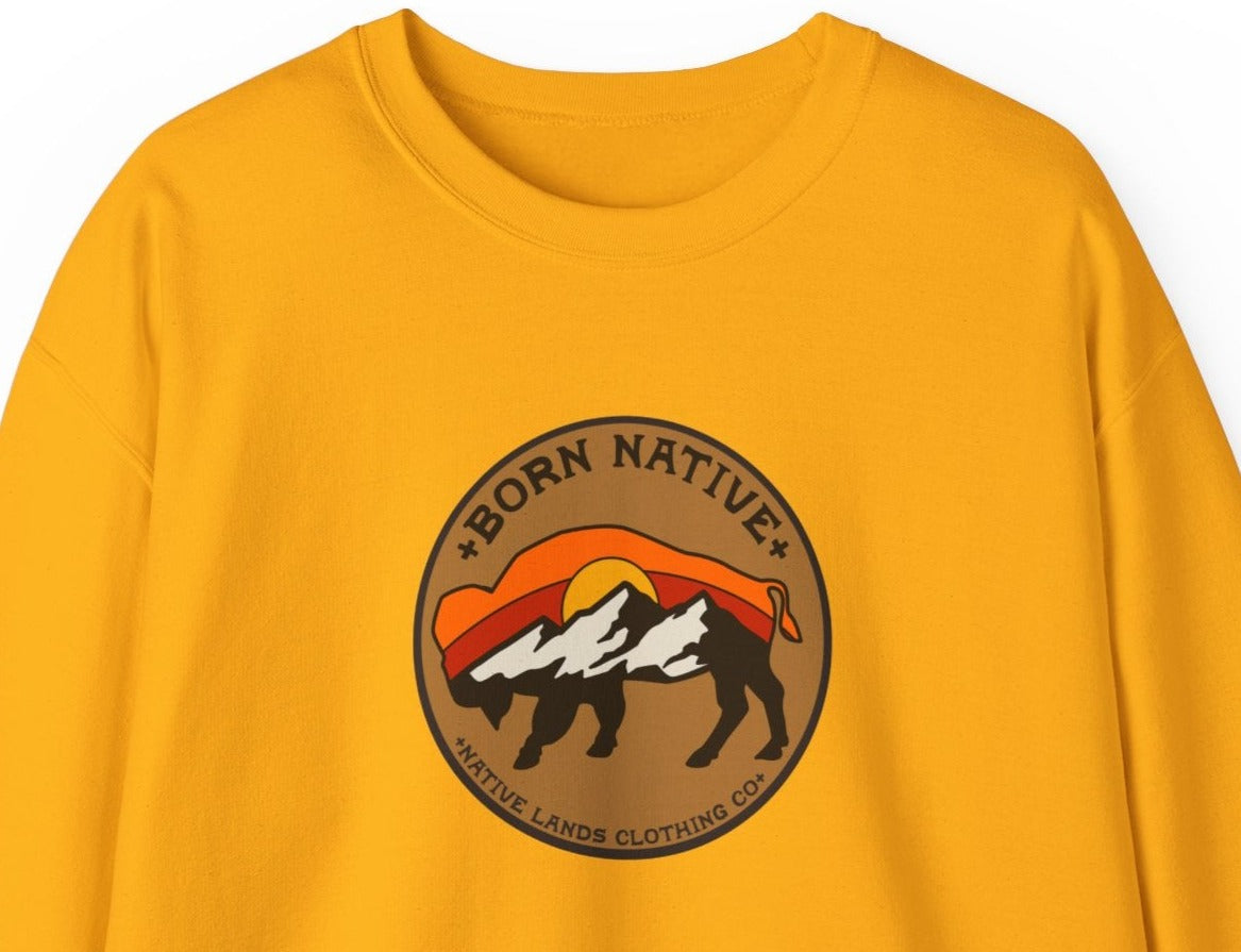 Born Native Sweatshirt Bison Sun Cotton - First Nations, Canadian Aboriginal, Indigenous, Native American